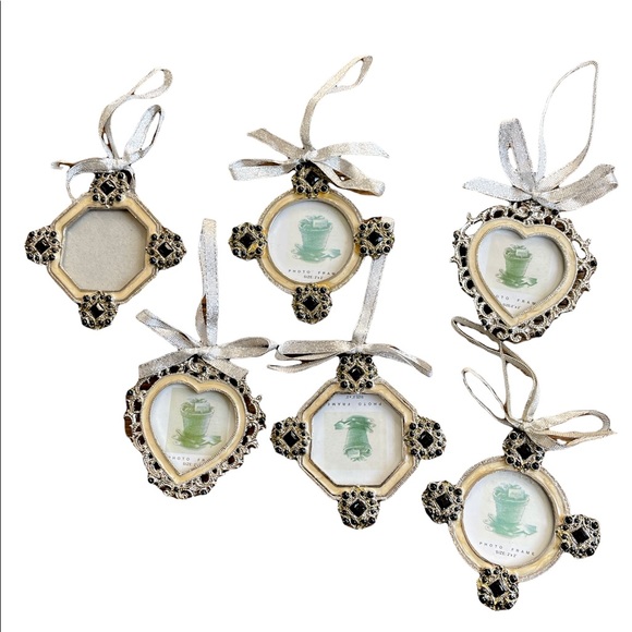 Black/Cream Metal Photo Frame Ornaments with Black Accent Beading - Picture 6 of 14